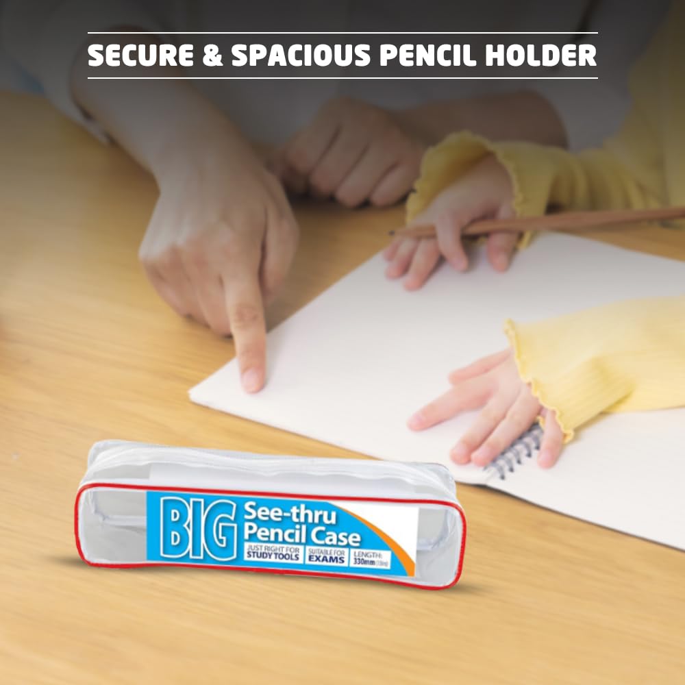 1ABOVE Clear Rectangle Pencil Case - Exam Ready | 330 x 130 mm | Waterproof Plastic 6