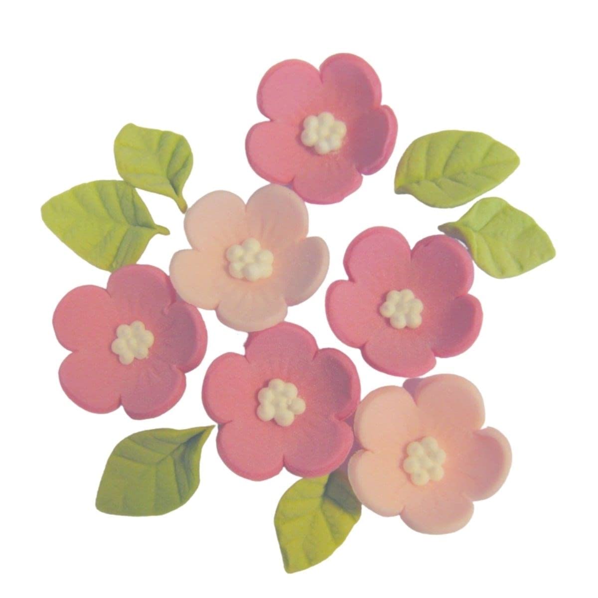 Baked with Love - Flowers and Leaves Handmade Edible Sugar Cupcake Decorations