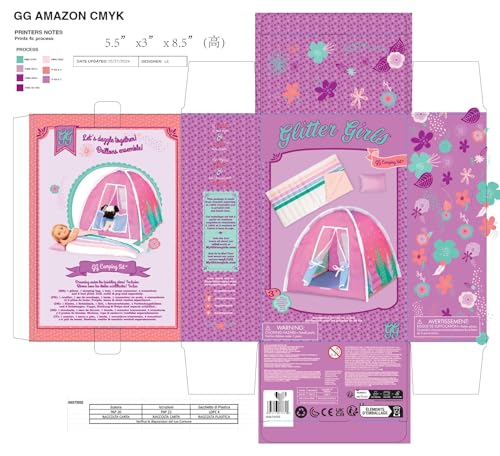 Glitter Girls Camping Set - 14-Inch Doll Play Tent with Rainbow Sleeping Bag & Pillow - 3+ Years 15