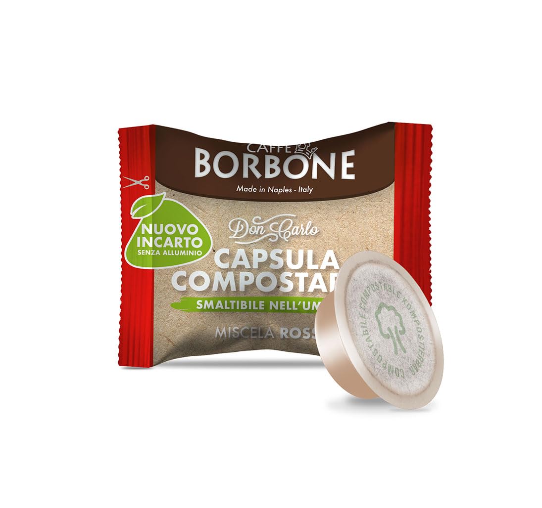 Caffè Borbone Don Carlo Red Coffee Blend - 50 Compostable Capsules for Lavazza A Modo Mio Machines