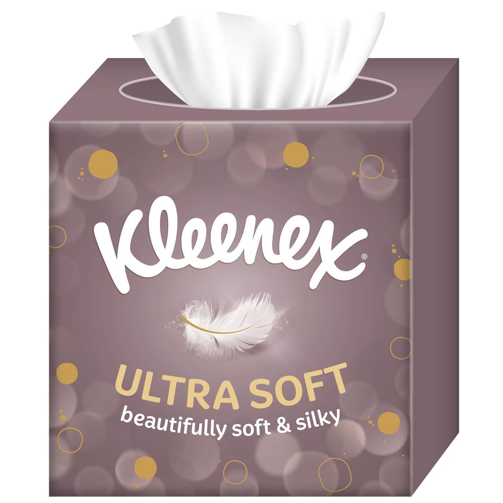 Kleenex Ultra Soft Facial Tissues - Single Cube Box | 48 Tissues | Unscented