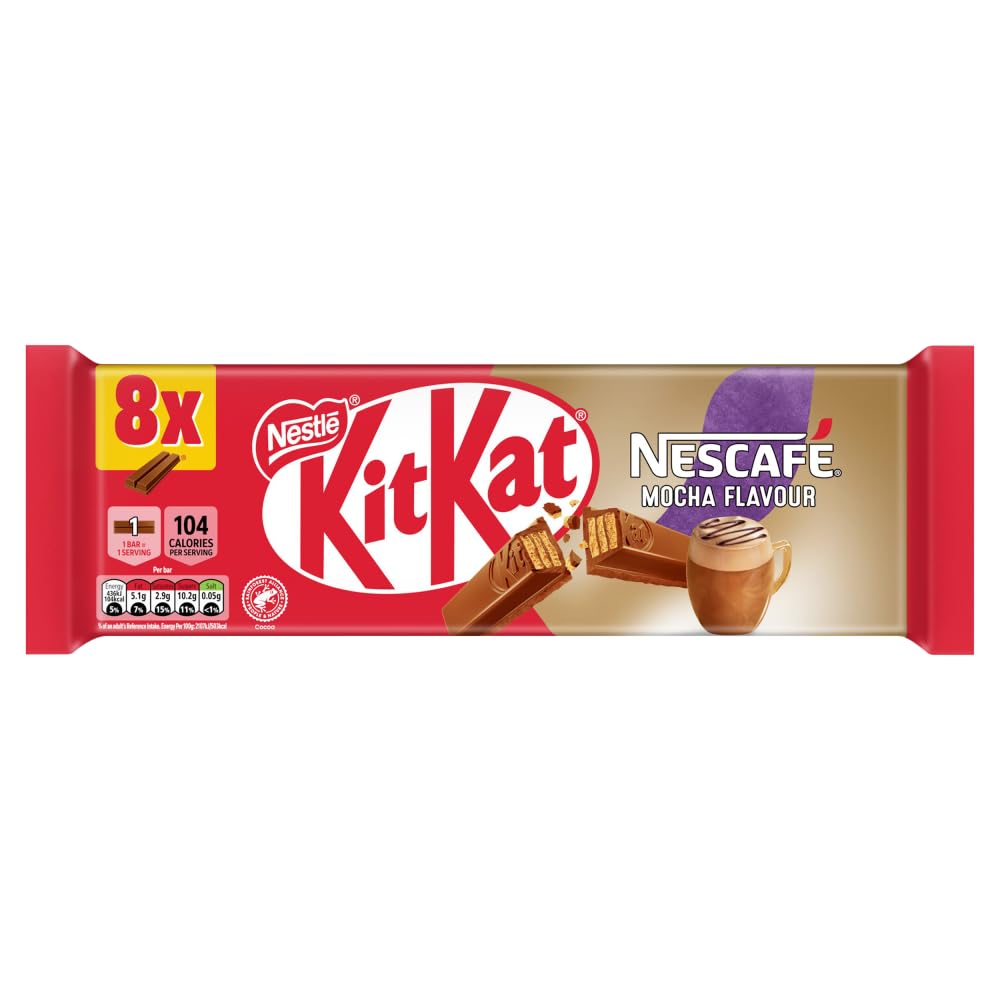 KitKat 2 Finger Nescafé Mocha Chocolate Biscuit Bars – 8 Pack (8 x 20.7 g)