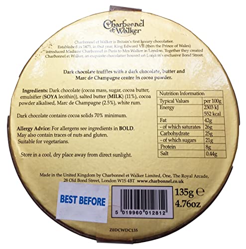 Charbonnel et Walker Dark Marc de Champagne Truffles, 135g 9