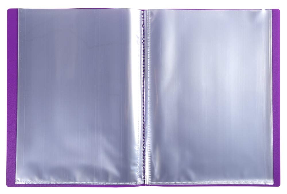 Exacompta - Ref 88226E - Semi-Rigid PP Display Book - Suitable for A4 Documents, Wipeable Cover, 500 Micron Polypropylene, 20 Pockets, 40 Viewing Pages - Purple Cover