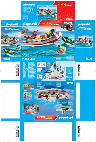 Playmobil 71464 Action Heroes: Fireboat with Aqua Scooter - Water Rescue Playset for Kids 8