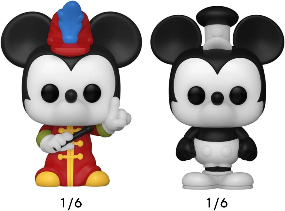 Funko Bitty POP! Disney - Mickey Mouse, Minnie Mouse (Pink Dress), Pluto & Mystery Figure Vinyl Set 11