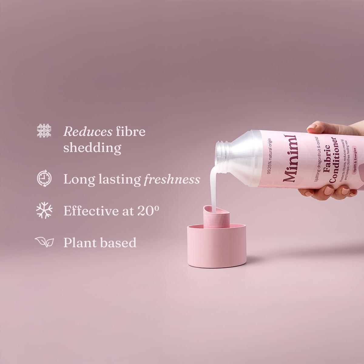 Miniml Pink Dragonfruit & Orchid Fabric Softener - 1L Liquid | Plant Powered | Sensitive Skin Safe 4