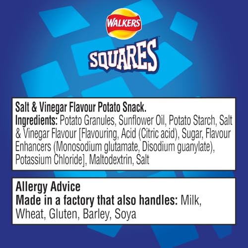 Walkers Squares Salt & Vinegar Potato Snacks 27.5g - 32 Pack 5