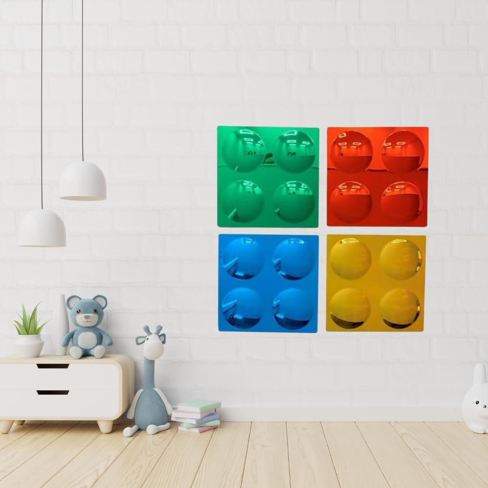Playlearn Sensory Convex Coloured Bubble Mirror Set - 4pc Interactive Acrylic Mirror Panels for Kids 5