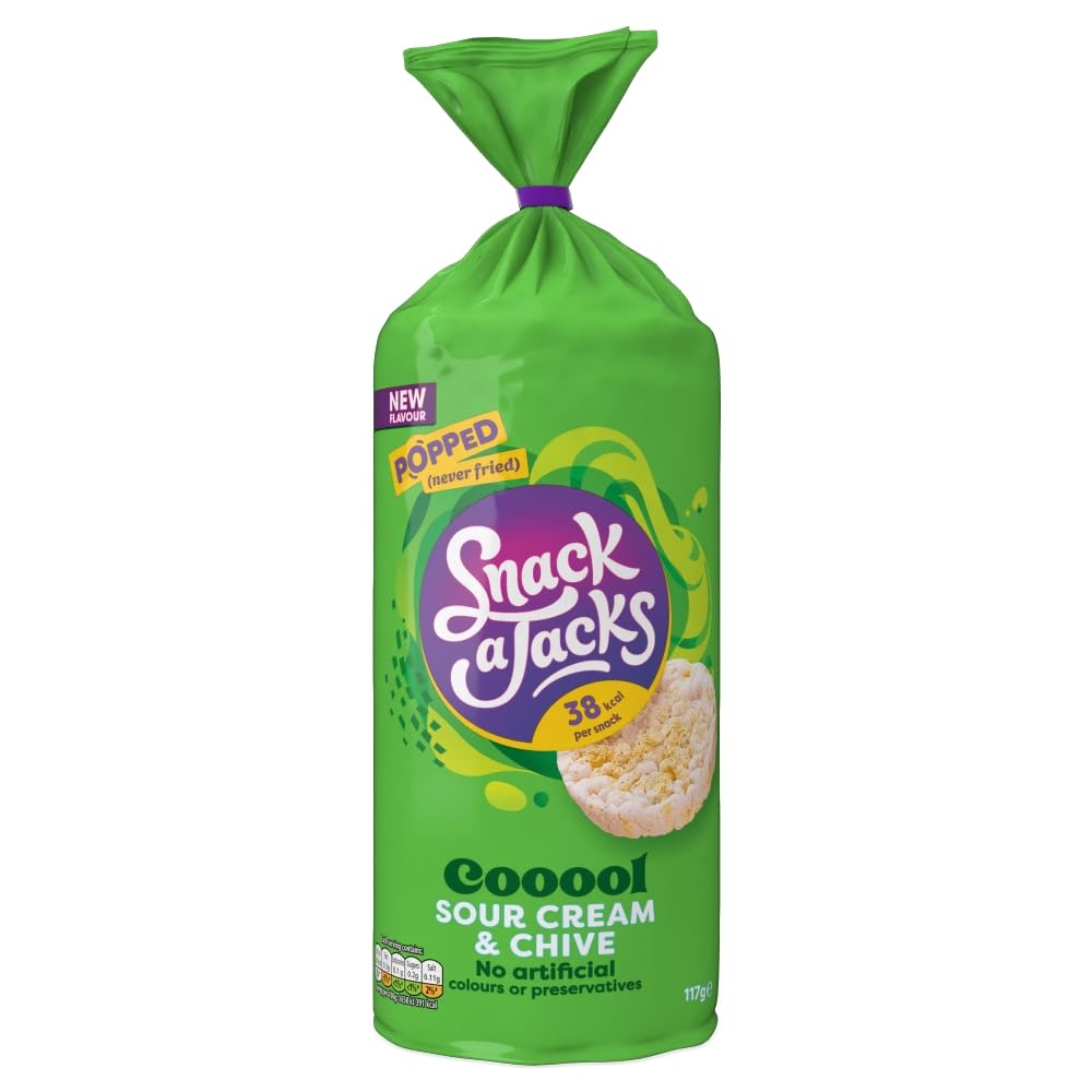 Snack a Jacks Jumbo Sour Cream & Chive Rice Cake Crisps - Popped Wholegrain Snack | 117g