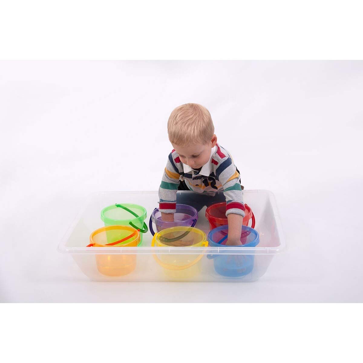TickiT 73101 Translucent Rainbow Bucket Set - Educational Water & Sand Play Toys for Kids 4