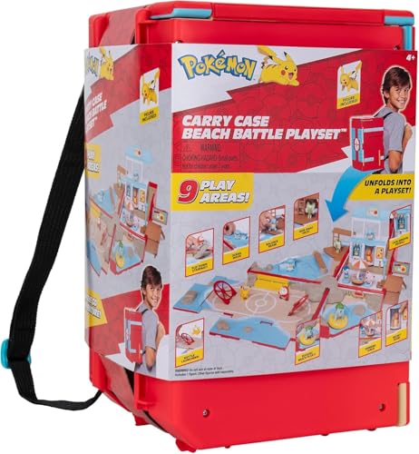 Pokémon Carry Case Beach Battle Playset - Portable Transforming Backpack with Pikachu Figure 9