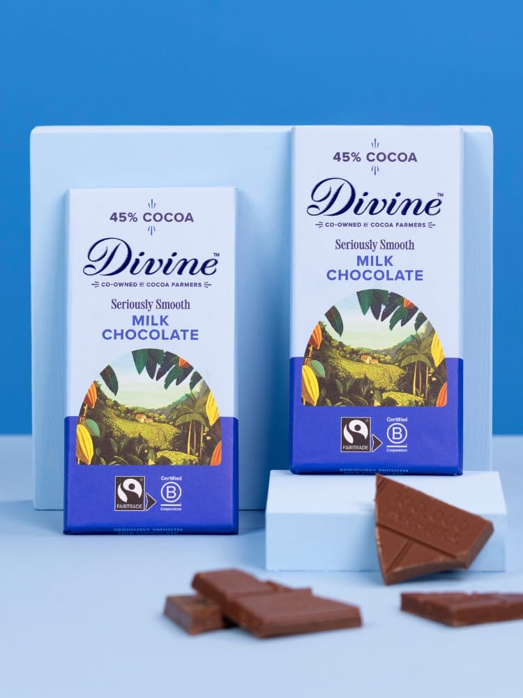 Divine 45% Cocoa Smooth Milk Chocolate Bar | 90g | Fairtrade Certified