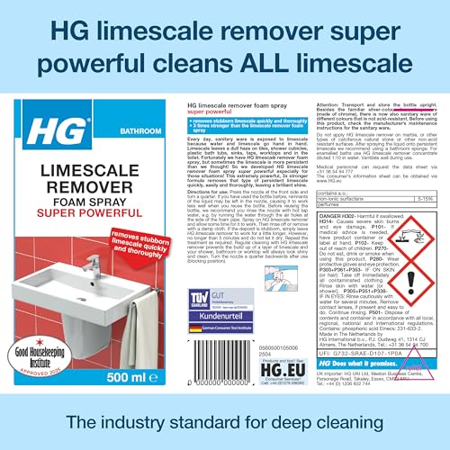 HG - Scale Away 3x Stronger Foam Spray, 500ml Professional Limescale Remover 9