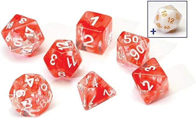 Sirius Dice Red Cloud Transparent Polyhedral Set