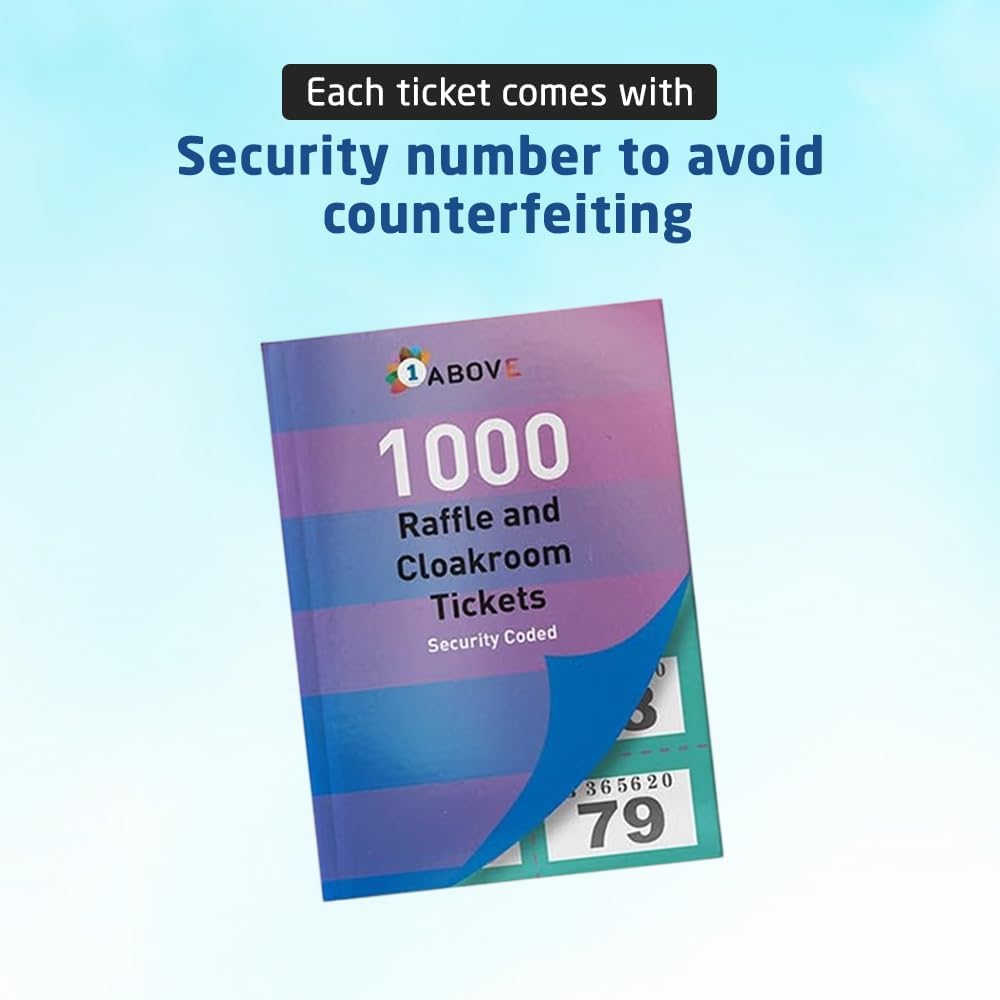 1ABOVE Tombola Raffle Tickets Book - 1000 Numbered Tickets with Security Features 5