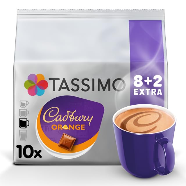 Cadbury Orange Hot Chocolate Tassimo Pods x50 (Pack of 5) - Rich Cocoa & Citrus Blend 5