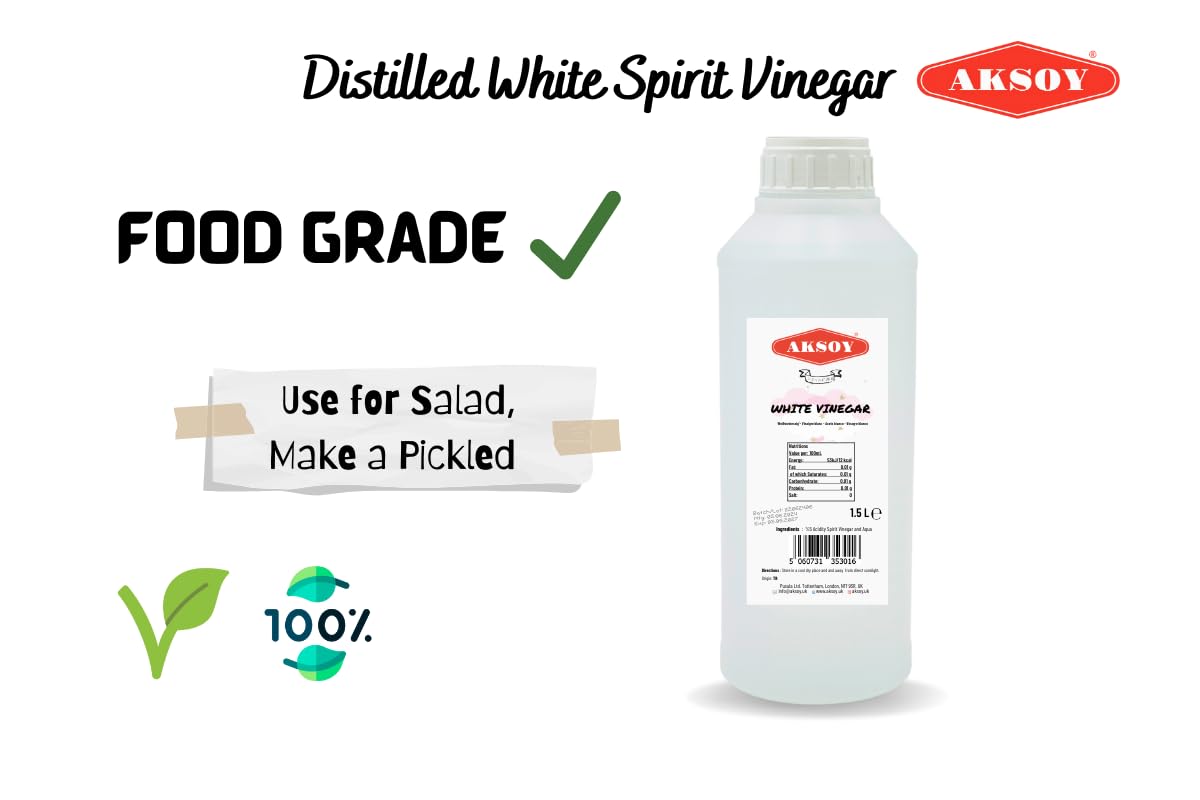 Aksoy Distilled White Spirit Vinegar 1.5L - Ideal for Cooking, Pickling & Natural Cleaning 3