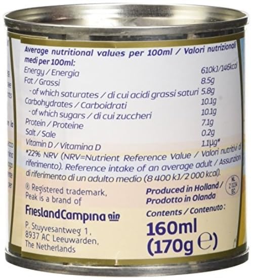 Peak Evaporated Milk – Full Cream – Rich & Creamy – 170g Tin