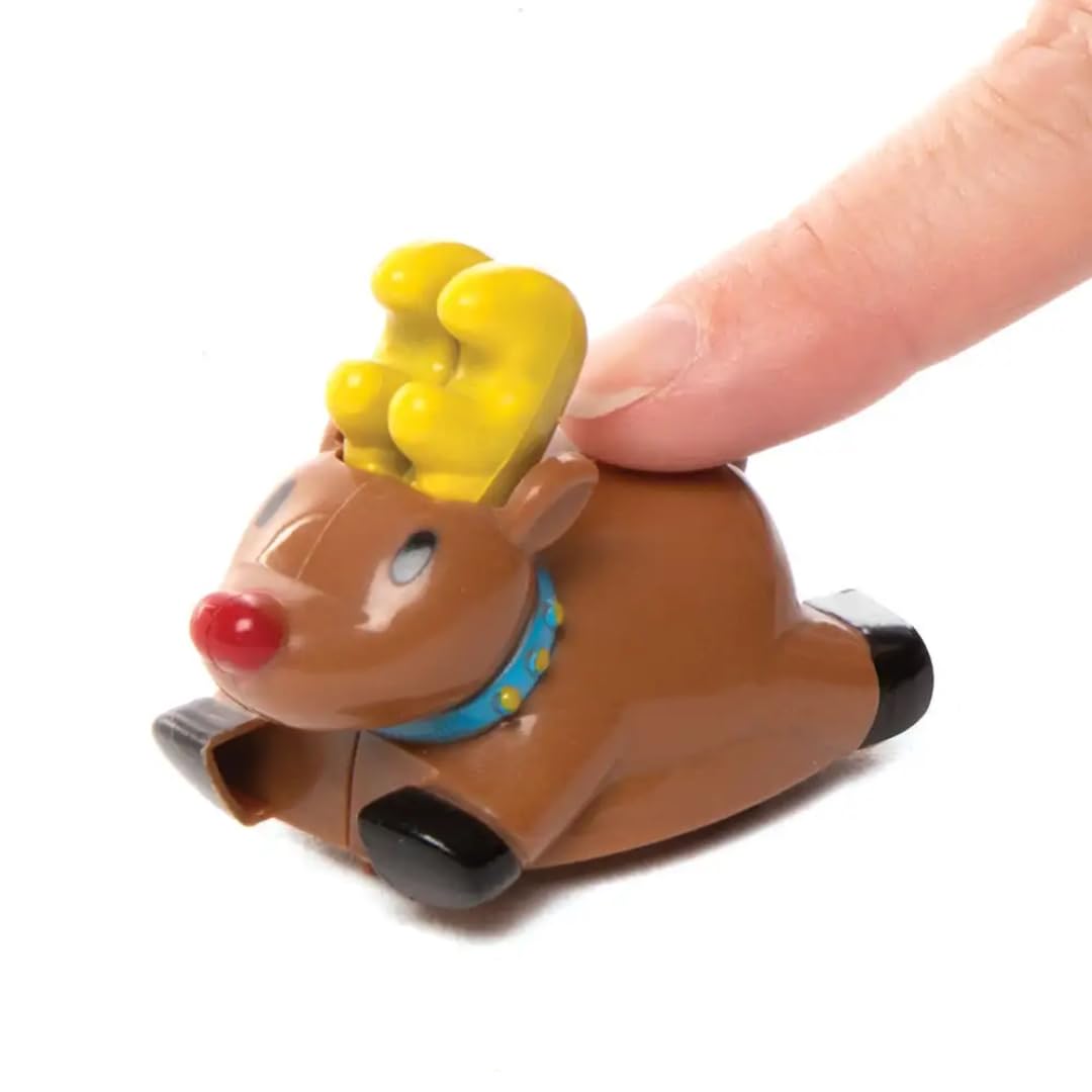 Baker Ross AX370 Racing Reindeer - Pack of 4 Pull-Back Race Toys for Kids 6