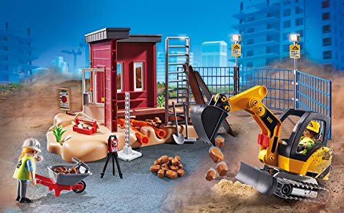 Playmobil City Action Small Excavator with Movable Bucket & 2 Construction Figures (70443)