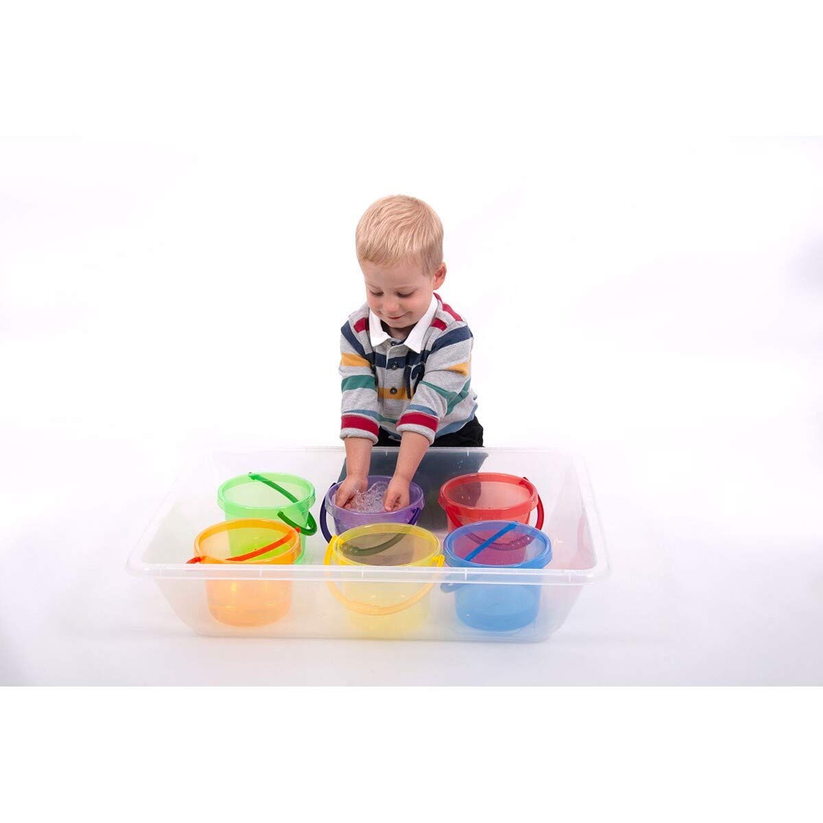 TickiT 73101 Translucent Rainbow Bucket Set - Educational Water & Sand Play Toys for Kids 6