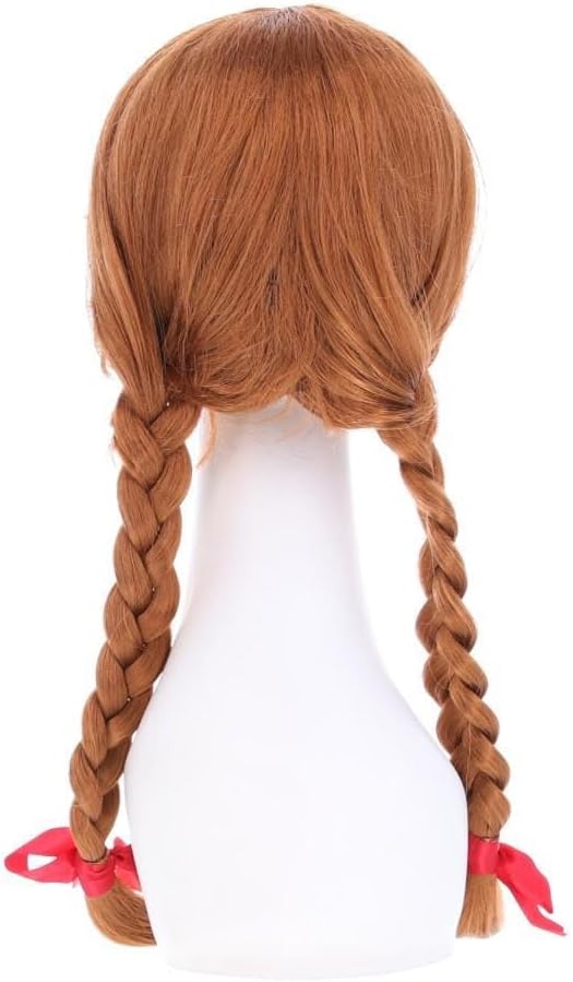 Smiffys Annabelle Long Plaited Wig with Ribbons, Auburn, One Size 5