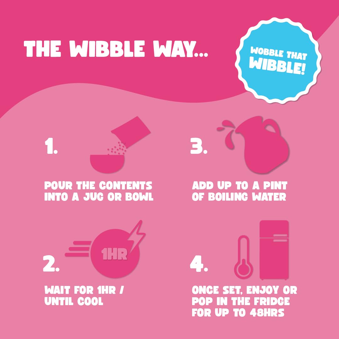 Wibble Natural Crystals 8-Pack Variety Jelly Powder - Plant-Based, Low Sugar, Low Calorie Vegan Jelly, 4 Flavors