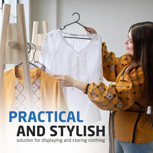 1ABOVE - 25pk Adult Black Plastic Coat Hangers with Trouser Bar & Clips 7