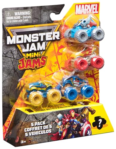 Monster Jam Marvel Mini 5-Pack with Mystery Collectible Truck - Ages 3+ 10