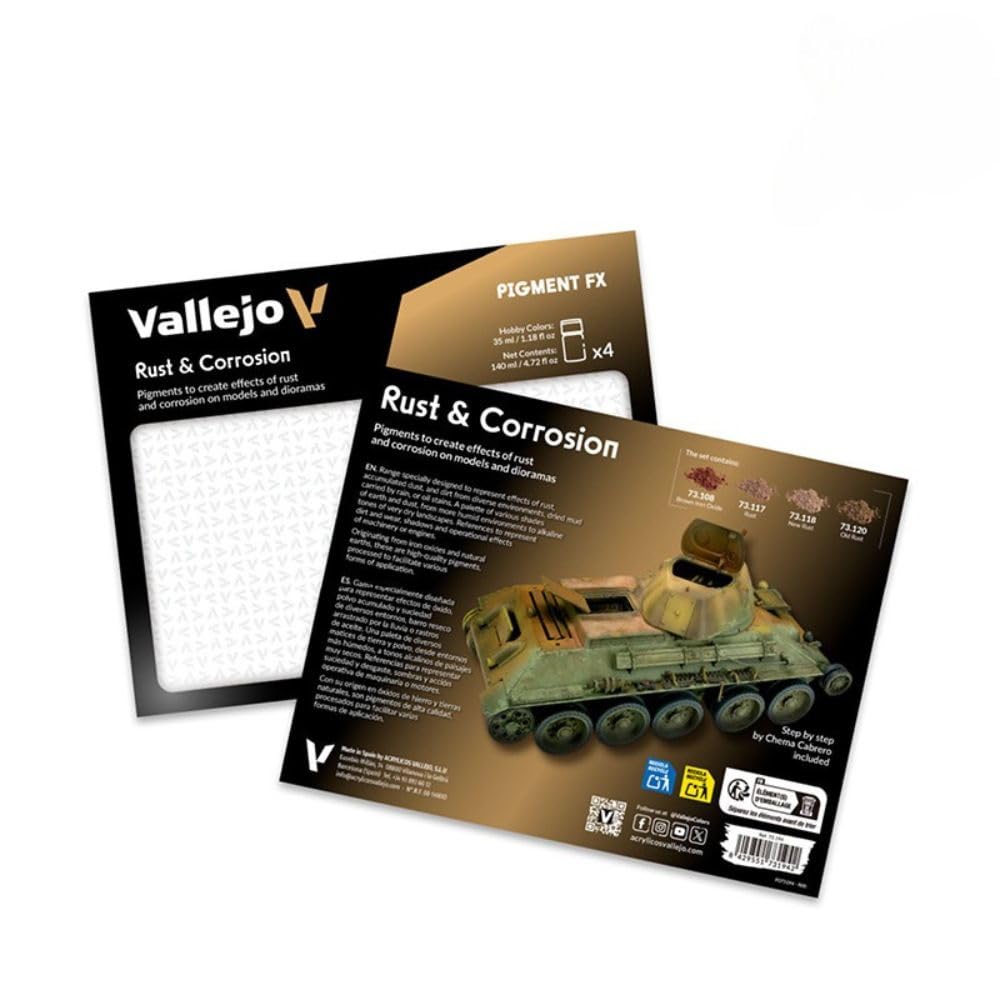 Acrylicos Vallejo Rust & Corrosion Pigments Set - 4-Pigment Art Set with Step-by-Step Guide 6