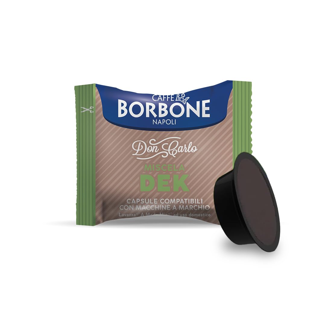 CAFFÈ BORBONE Don Carlo Dek Decaffeinated Coffee Blend - 50 Capsules for Lavazza A Modo Mio Machines