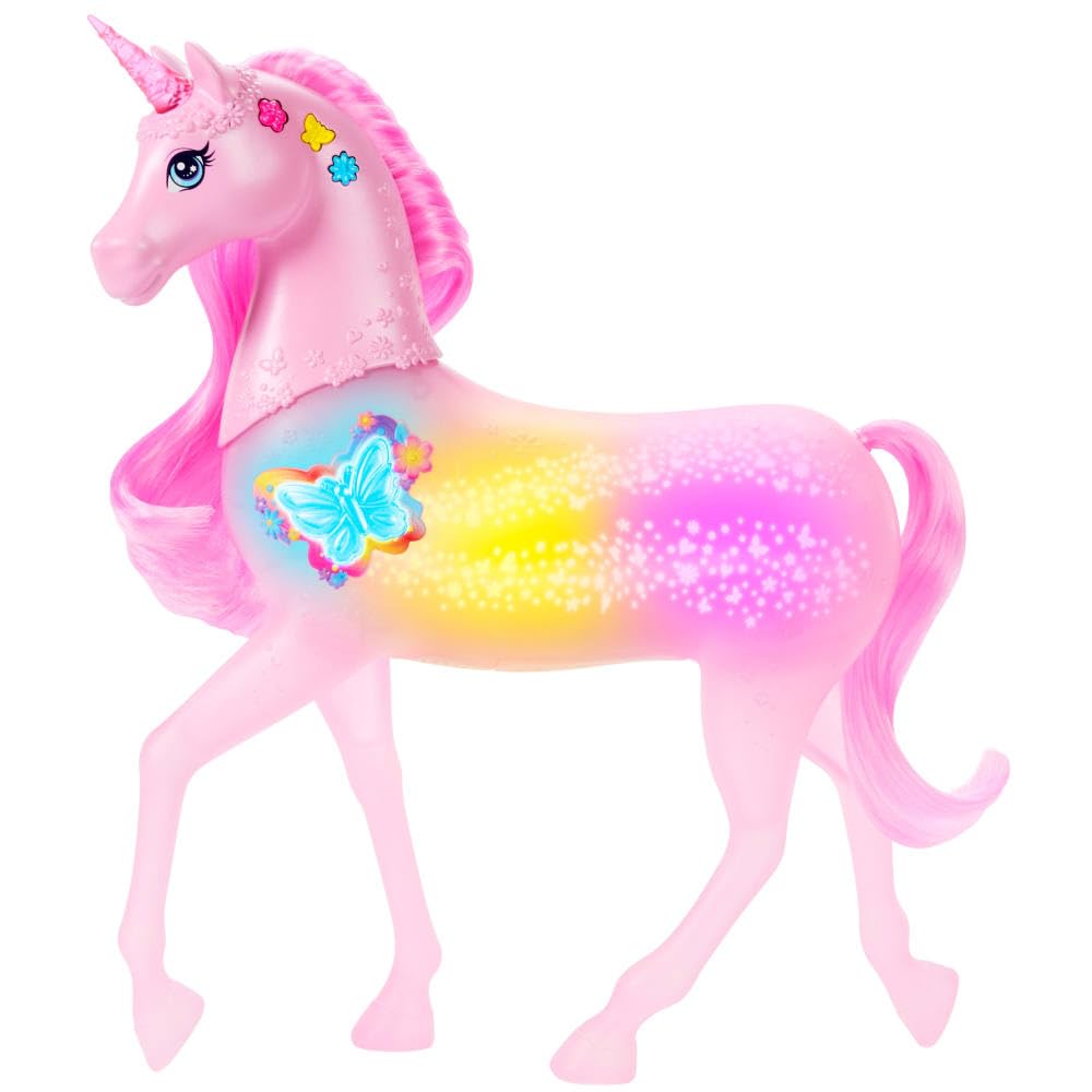 Barbie Sparkle Lights Toy Unicorn - Interactive Light & Sound Play for Kids 3+