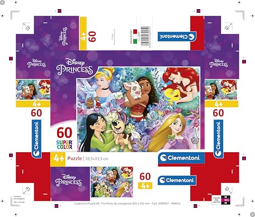 Clementoni Disney Princess 60-Piece Puzzle - SuperColor Educational Jigsaw for Kids 5+ 6