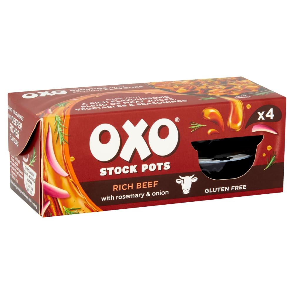 OXO Rich Beef Stock Pots with Rosemary & Onion – 4 Pots | Made with Real Meat Juices 4