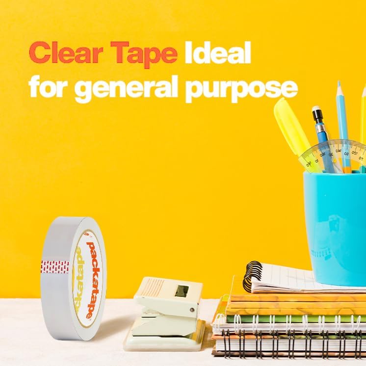 Packatape Cellotape Transparent Tape - 6 Rolls, 24mm x 66m Each | Strong Adhesion