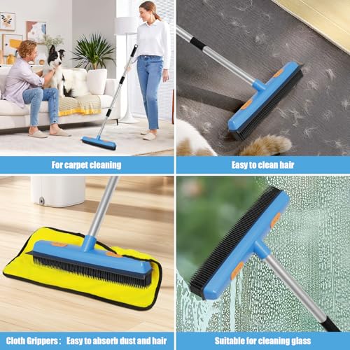 Woobroo - Rubber Brush Pet Hair Removal Broom with Squeegee and 149cm Adjustable Handle 6