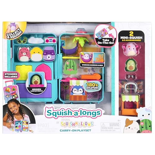 Squish-a-longs On-The-Go Luggage Playset - 2 Mini-Squish Figures, Ages 6+ 8