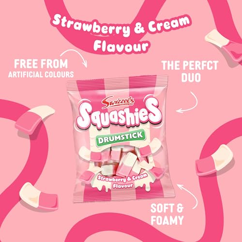 Swizzels Squashies Sweets, Strawberry and Cream Flavour, 140g Single Bag 4