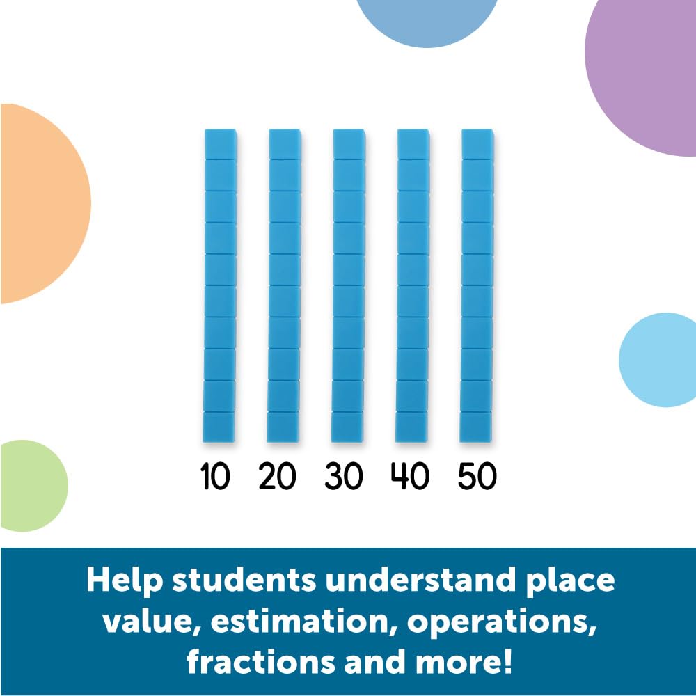 Learning Resources Grooved Plastic Base Ten Rods - Educational Math Manipulatives for Ages 6-10 7