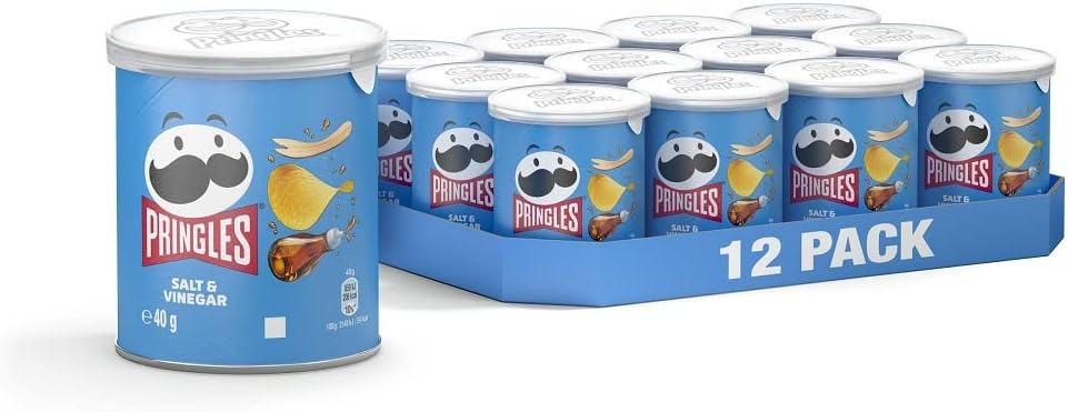 Pringles Salt and Vinegar Flavour Potato Chips, 40g (Pack of 12)
