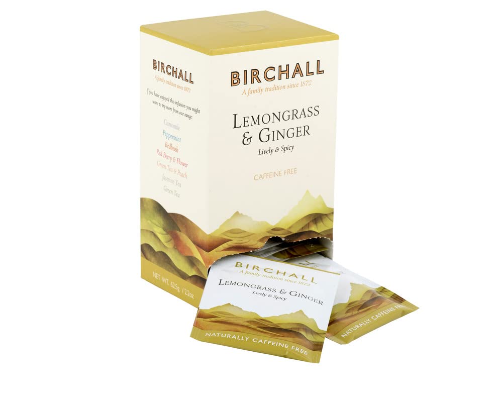 Birchall - Lemongrass & Ginger Tea Gift Set, 6 Boxes of 25 Enveloped Plant-Based Tea Bags