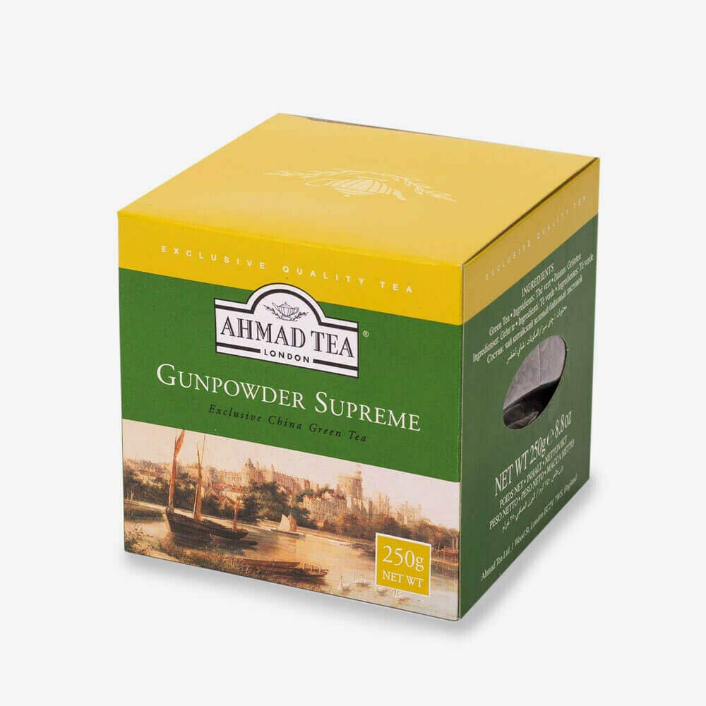 Ahmad Tea Gunpowder Green Tea - Loose Leaf 250g | Smoky Flavor | China Origin