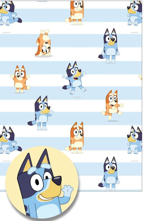 Bluey Gift Wrapping Paper 3 Pack - 6 Sheets & 6 Tags | 70cm x 50cm