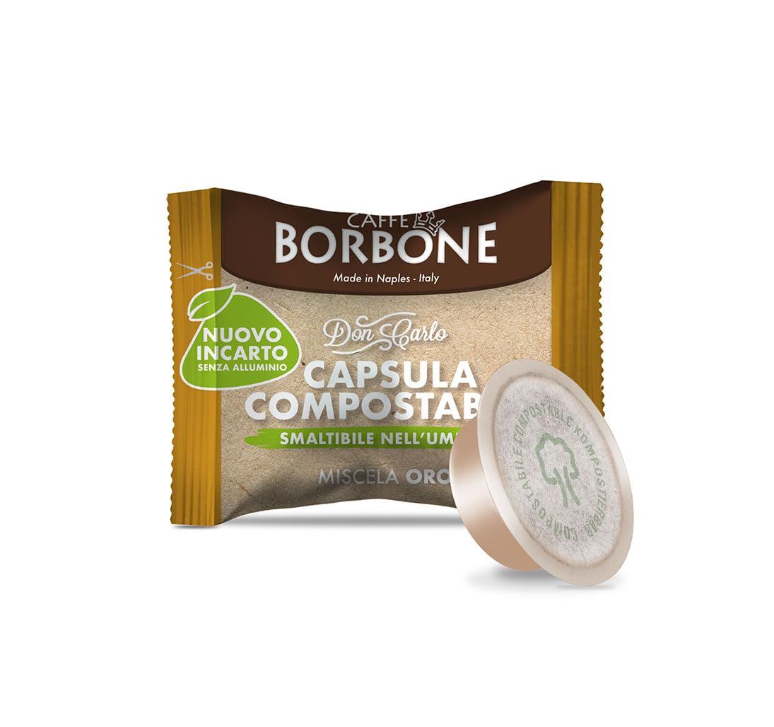 Caffè Borbone Don Carlo Gold Coffee Blend - 50 Compostable Capsules for Lavazza A Modo Mio Machines
