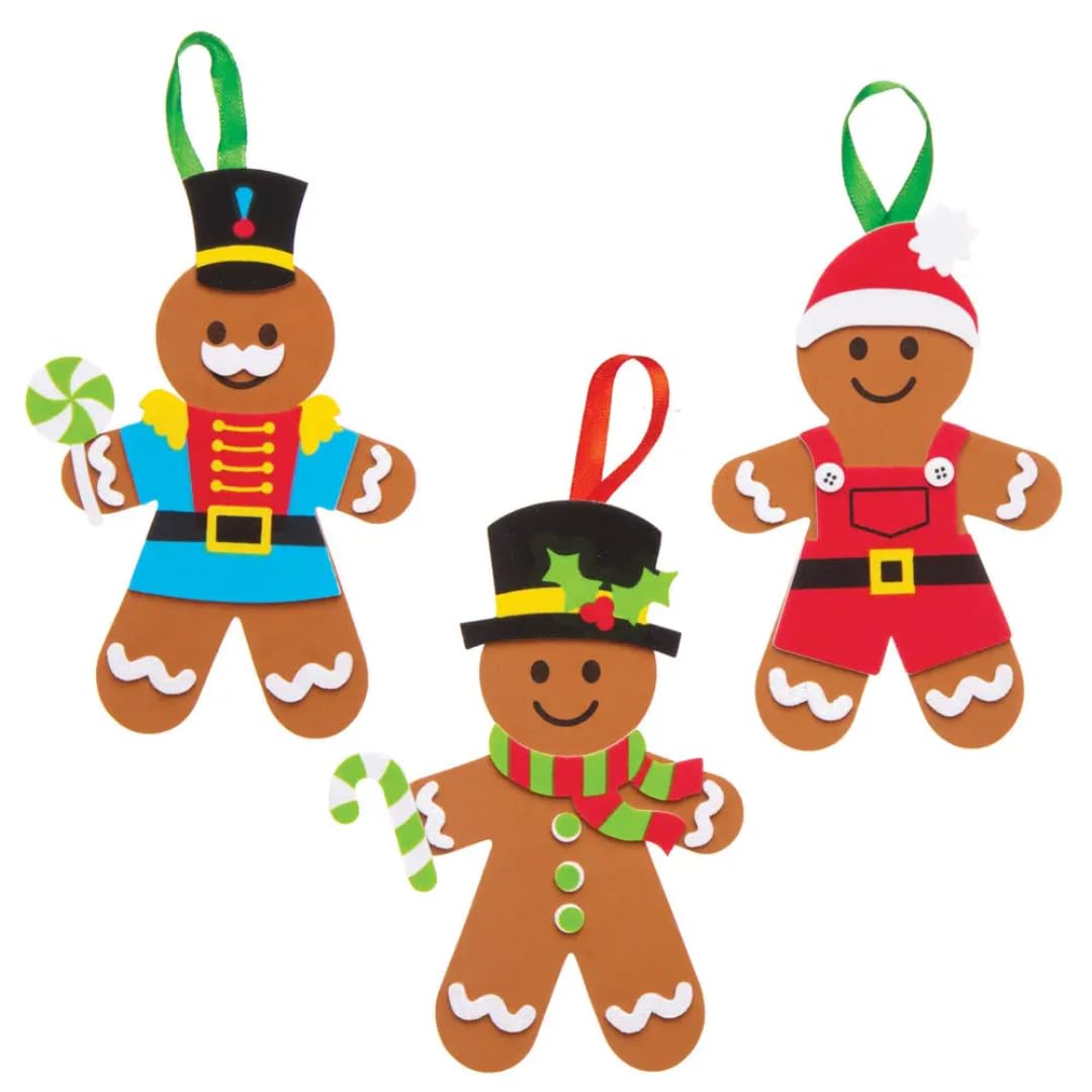Baker Ross AT192 Gingerbread Man Mix & Match Decoration - Pack of 6, Christmas Craft Kit