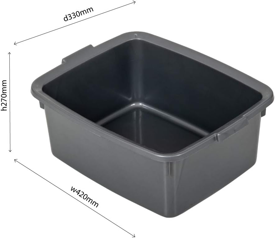 Addis 502813 Plastic Butler Large Rectangular Bowl, Metallic Silver, 12.5L 5
