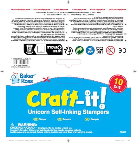 Baker Ross Rainbow Unicorn Self-Inking Stampers - Pack of 10 Assorted Designs for Arts & Crafts 7