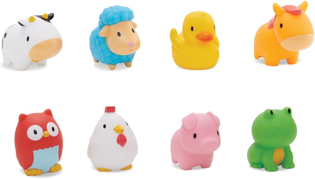 Munchkin Floating Farm Animal Bath Squirt Toys - 8-Pack for Toddlers 9+ Months