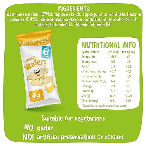 Kiddylicious Banana Wafers Gluten Free Dairy Free Kids Snack, Pack of 40 6